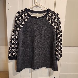 Jag Jeans Navy Lace Accent Pullover Top